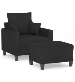 Fauteuil avec repose-pied Noir 60 cm Tissu