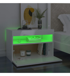 Tables de chevet lumières LED 2 pcs blanc brillant 60x35x40 cm
