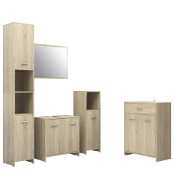 Ensemble de meubles de salle de bain 4 pcs Chêne sonoma