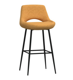 Tabourets de bar lot de 2 marron velours