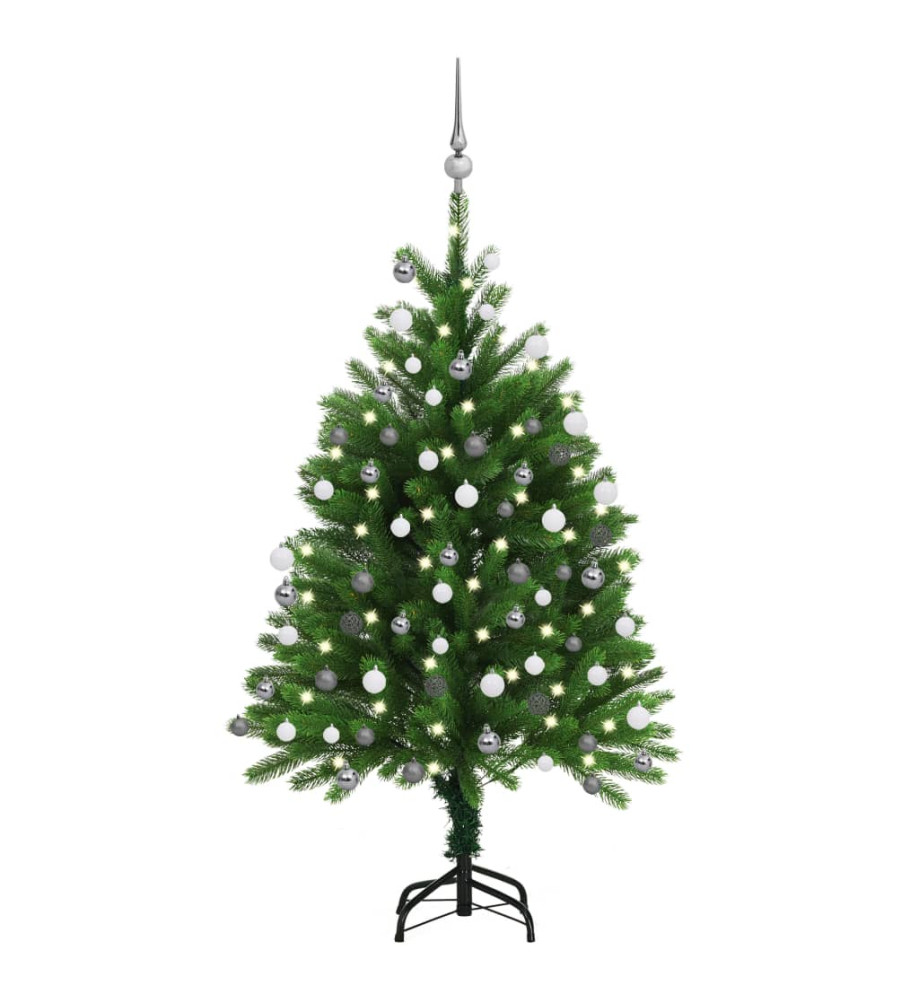 Arbre de Noël artificiel pré-éclairé et boules 120 cm vert