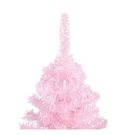 Arbre de Noël artificiel pré-éclairé et boules rose 180 cm PVC