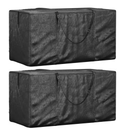 Sacs de rangement pour sapin de Noël 2 pcs noir polyéthylène