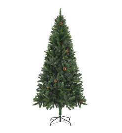 Arbre de Noël artificiel pré-éclairé pommes de pin vert 210 cm