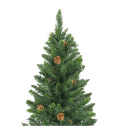 Arbre de Noël artificiel pré-éclairé pommes de pin vert 210 cm