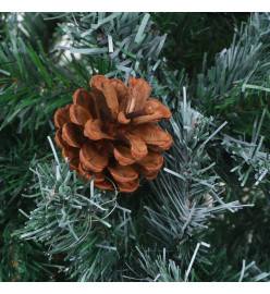 Sapin de Noël artificiel pré-éclairé et pommes de pin 210 cm