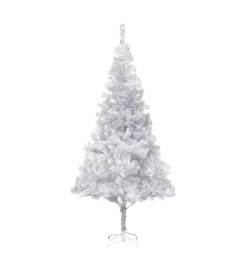 Arbre de Noël artificiel pré-éclairé/boules argenté 180 cm PET