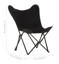 Chaise papillon pliable Noir Cuir véritable