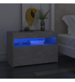 Table de chevet avec lumières LED gris béton 60x35x40 cm