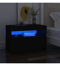 Tables de chevet avec lumières LED 2 pcs noir 60x35x40 cm