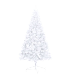 Sapin de Noël artificiel pré-éclairé moitié/support blanc 180cm