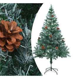 Arbre de Noël givré pré-éclairé et pommes de pin 150 cm