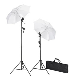 Kit de studio photo avec toile de fond lampes et parapluies