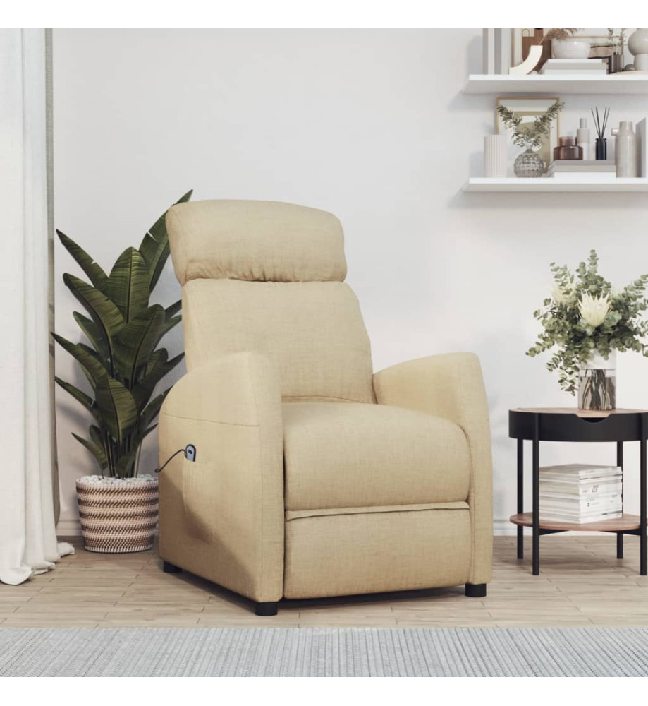 Fauteuil inclinable électrique Crème Tissu