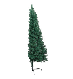 Sapin de Noël artificiel pré-éclairé moitié/support vert 180 cm