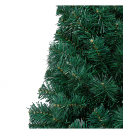 Sapin de Noël artificiel pré-éclairé moitié/support vert 180 cm