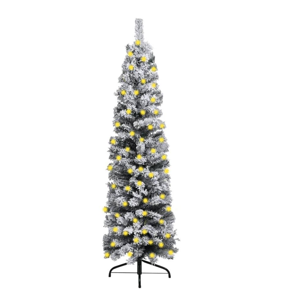 Sapin de Noël mince pré-éclairé flocon de neige vert 240 cm PVC