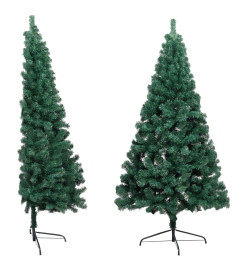 Sapin de Noël artificiel pré-éclairé moitié/support vert 120 cm