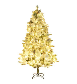 Sapin de Noël pré-éclairé avec neige floquée/cônes 225cm PVC/PE