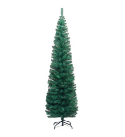 Sapin de Noël artificiel mince pré-éclairé/support vert 180 cm