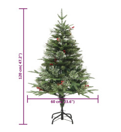 Sapin de Noël pré-éclairé et pommes de pin vert 120cm PVC et PE