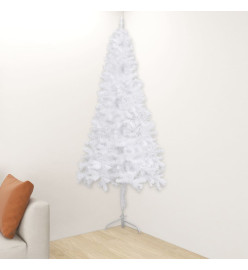 Arbre de Noël artificiel d'angle pré-éclairé blanc 150 cm PVC