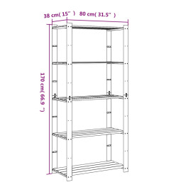 Support de rangement à 5 niveaux marron 80x38x170 cm bois pin