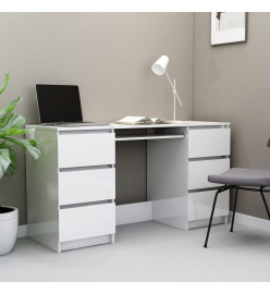 Bureau Blanc brillant 140x50x77 cm Aggloméré