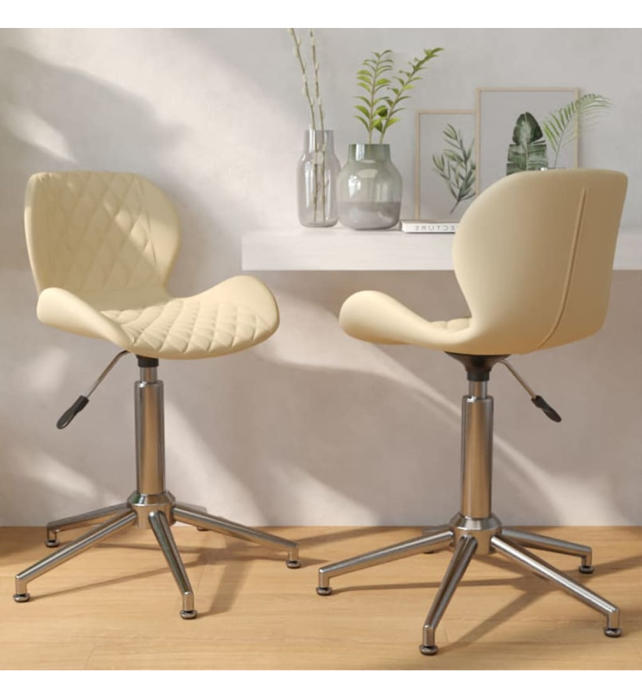 Chaises pivotantes à manger lot de 2 crème velours Chaises pivotantes à manger lot de 2 crème velours