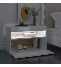 Table de chevet avec lumières LED blanc brillant 60x35x40 cm