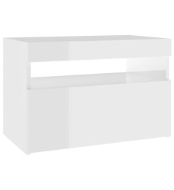 Table de chevet avec lumières LED blanc brillant 60x35x40 cm