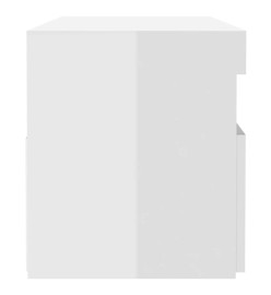 Table de chevet avec lumières LED blanc brillant 60x35x40 cm