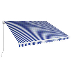 Auvent manuel rétractable 400x300 cm Bleu et blanc