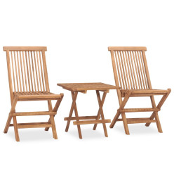 Mobilier à dîner d'extérieur pliable avec coussin 3 pcs Teck