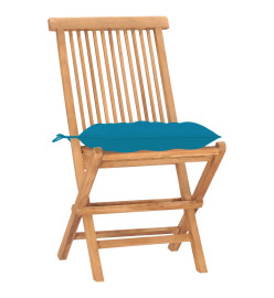 Mobilier à dîner d'extérieur pliable avec coussin 3 pcs Teck