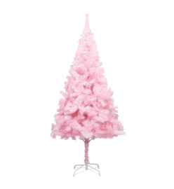 Sapin de Noël artificiel pré-éclairé et support rose 180 cm PVC