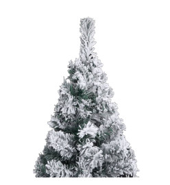 Sapin de Noël mince pré-éclairé flocon de neige vert 210 cm PVC