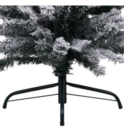 Sapin de Noël mince pré-éclairé flocon de neige vert 210 cm PVC