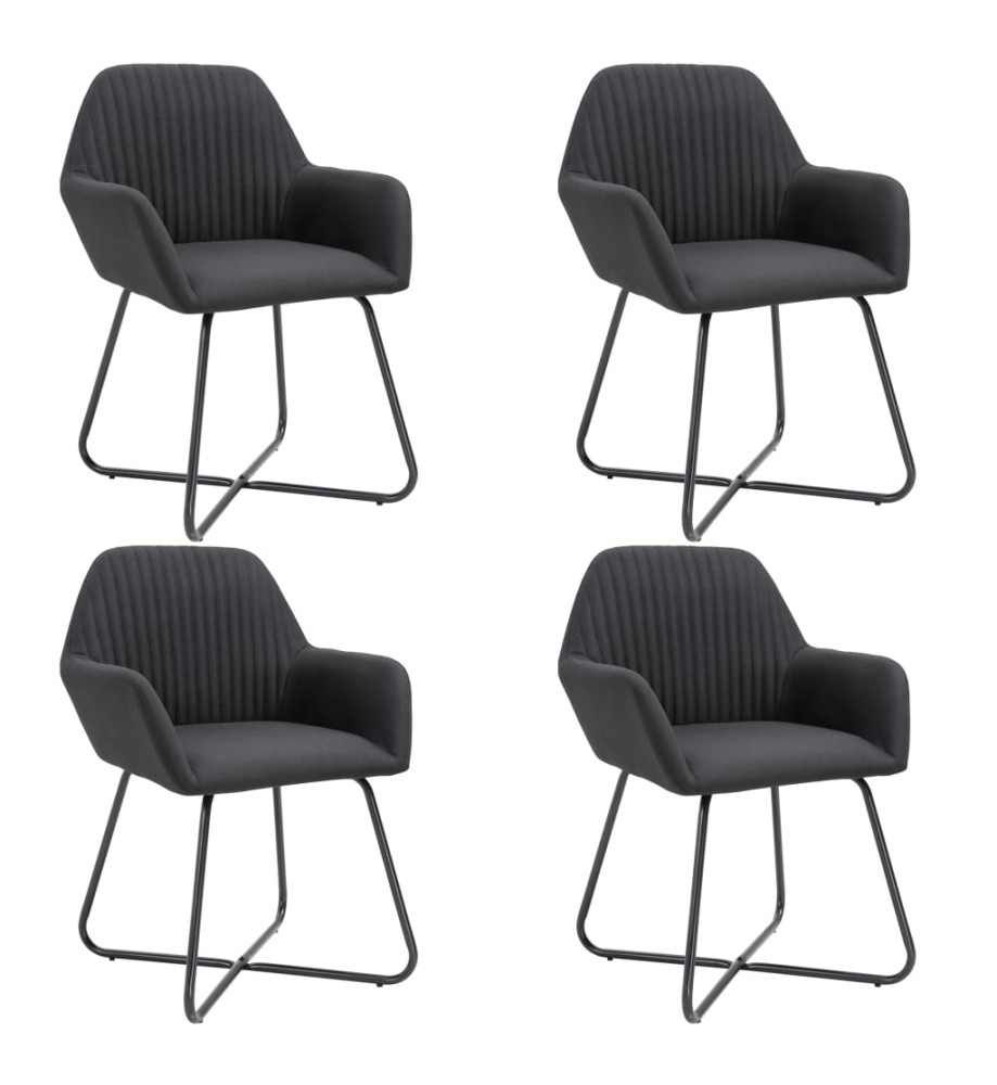 Chaises à manger lot de 4 noir tissu