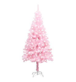 Sapin de Noël artificiel pré-éclairé et support rose 120 cm PVC