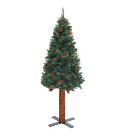 Sapin de Noël mince pré-éclairé et boules vert 180 cm PVC