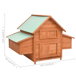 Poulailler 152x96x110 cm Bois de sapin massif