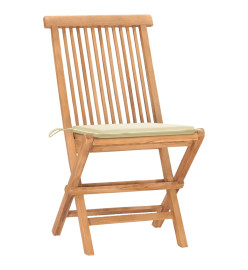 Mobilier à dîner d'extérieur pliable avec coussin 3 pcs Teck