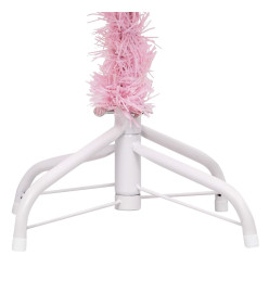 Sapin de Noël artificiel pré-éclairé et support rose 150 cm PVC