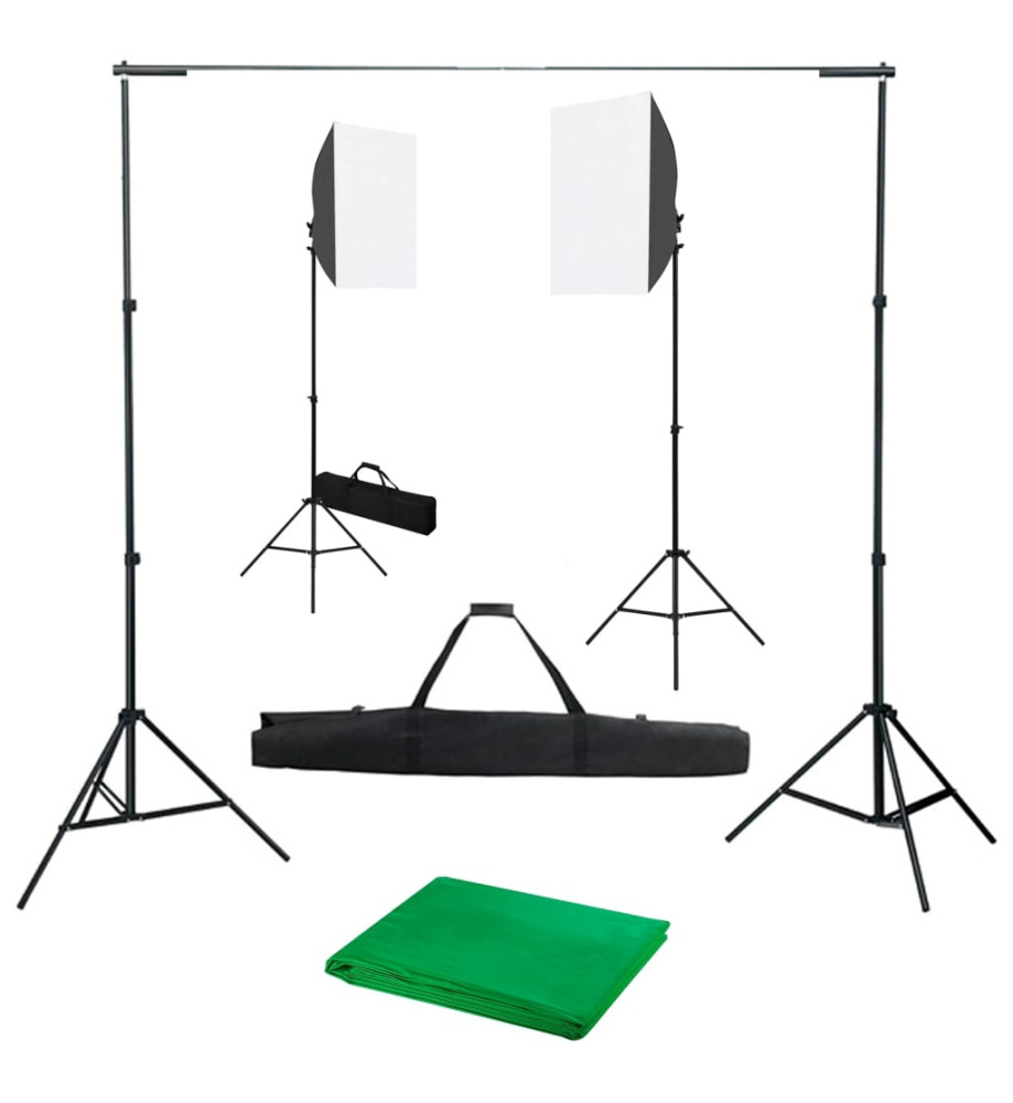 Kit de studio photo avec boîtes à lumière et toile de fond