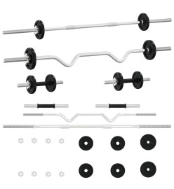 Ensemble d'haltères et de barres 30 kg fonte