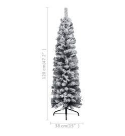 Sapin de Noël mince pré-éclairé flocon de neige vert 120 cm PVC