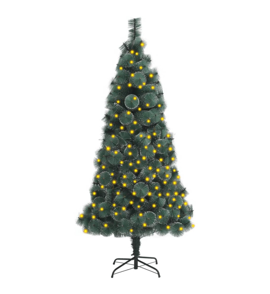 Sapin de Noël artificiel pré-éclairé et support vert 180 cm PET