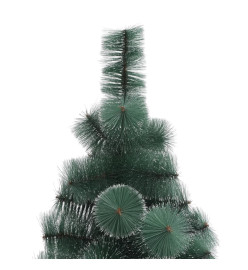 Sapin de Noël artificiel pré-éclairé et support vert 180 cm PET