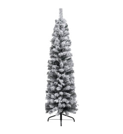 Sapin de Noël mince pré-éclairé flocon de neige vert 180 cm PVC